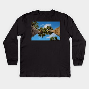 Two palms against blue cloudy sky Kids Long Sleeve T-Shirt